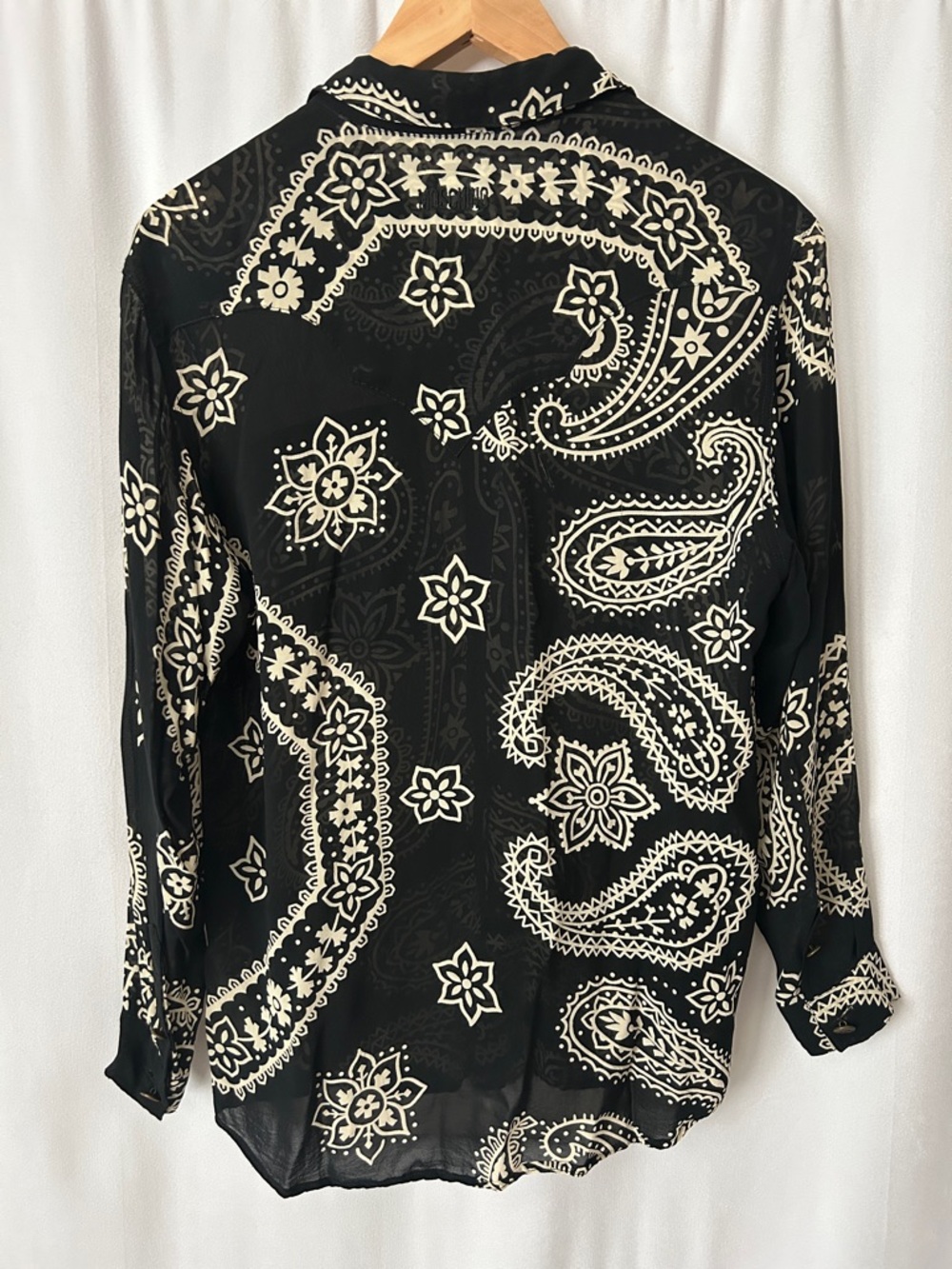 Moschino Black/Cream Paisley Button Front Long Sleeve Blouse Shirt Top *Size S* - Picture 2 of 6
